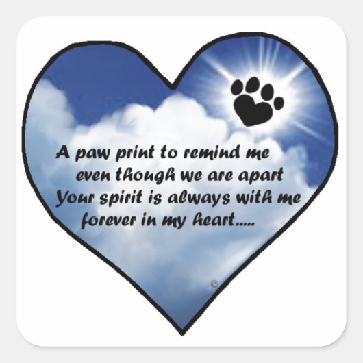 Gedicht bij het Paw Print Memorial Vierkante Sticker (Voorkant)