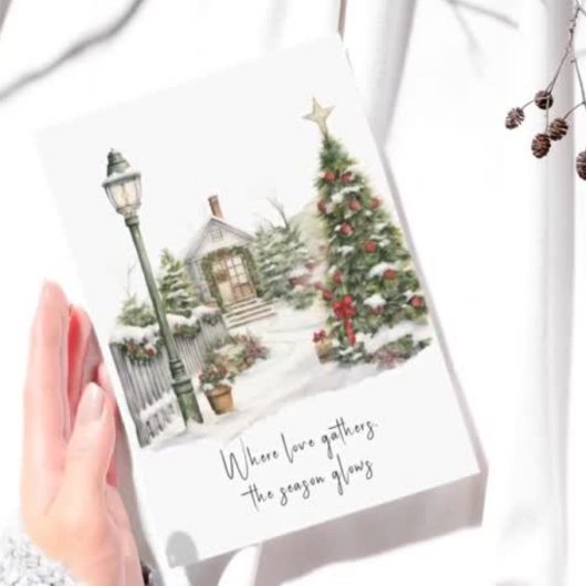 Gedicht Groen Rood Wit Bessen Sneeuw Kerst Krans Feestdagen Kaart