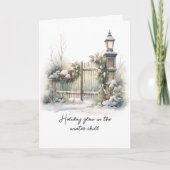 Gedicht Groene Bladerbessen Sneeuw Winter Kerstmis Feestdagen Kaart (Voorkant)