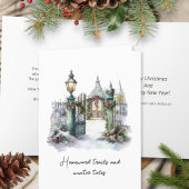 Gedicht Groene Rode Sneeuw Noordse Winter Scene Ke Feestdagen Kaart