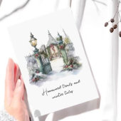 Gedicht Groene Rode Sneeuw Noordse Winter Scene Ke Feestdagen Kaart