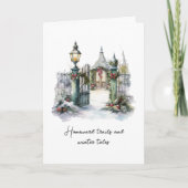 Gedicht Groene Rode Sneeuw Noordse Winter Scene Ke Feestdagen Kaart (Voorkant)