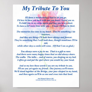 Gedicht: Hommage aan een overleden huisdier FL Pos Poster