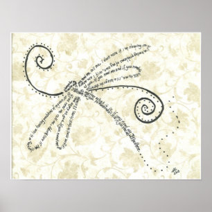 Gedicht in de vorm van een libellen poster