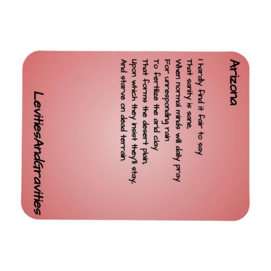 Gedicht Keukenmagneet - Arizona Magneet (Horizontaal)