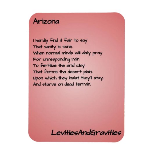 Gedicht Keukenmagneet - Arizona Magneet (Verticaal)