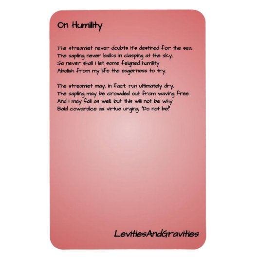 Gedicht Keukenmagneet - Over nederigheid Magneet (Verticaal)