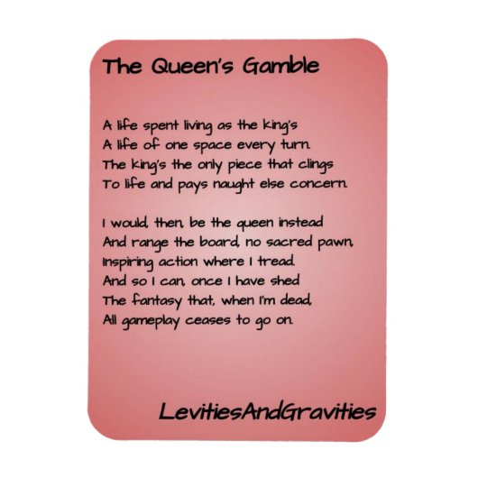 Gedicht Keukenmagneet - The Queen's Gamble Magneet (Verticaal)