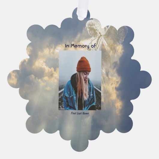 Gedicht Memorial Keepsake Angel Sky Clouds Ornament Kaart (Voorkant)