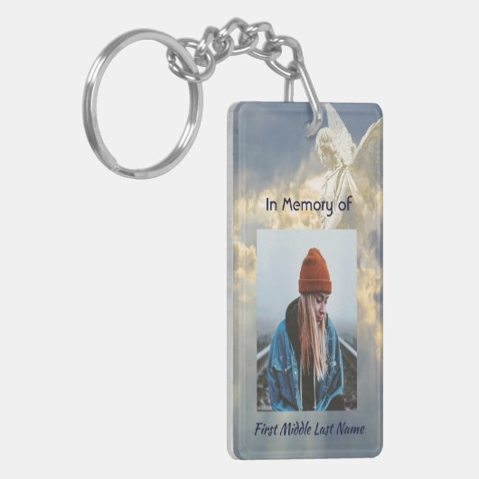 Gedicht Memorial Keepsake Angel Sky Clouds Sleutelhanger (Voorkant Links)