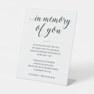 Gedicht met naam Memorial Wedding Reclamebord Met Voetstuk