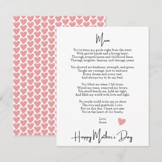 Gedicht Modern Moederdag (Voorkant / Achterkant)