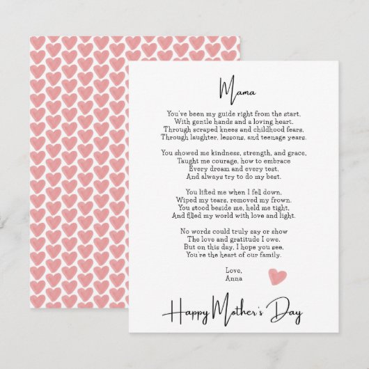 Gedicht Modern Moederdag (Voorkant / Achterkant)