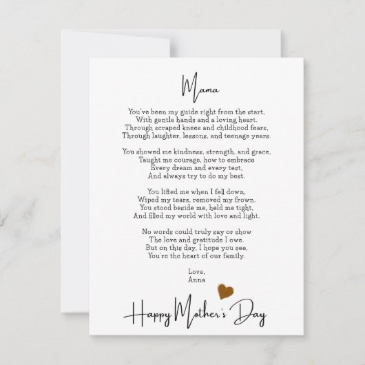 Gedicht Modern Moederdag (Voorkant)