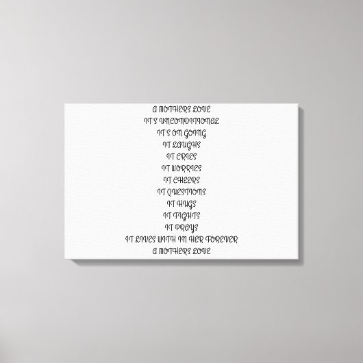 GEDICHT, MOEDER, LIEFDE, KIND, ONVOORWAARDELIJK, F CANVAS AFDRUK (Voorkant)