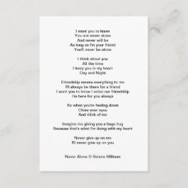 Gedicht 'Nooit alleen' Informatiekaartje