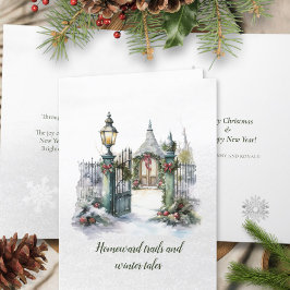 Gedicht Noordse Winter Groene Rode Sneeuw Kerst Kr Feestdagen Kaart