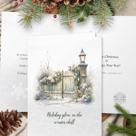 Gedicht Noordse Winter Groene Rode Sneeuw Kerst Kr Feestdagen Kaart