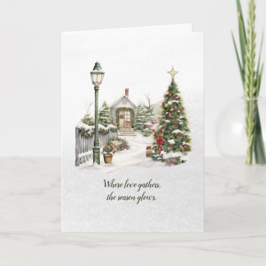 Gedicht Noordse Winter Groene Sneeuw Boerderij Ker Feestdagen Kaart (Voorkant)