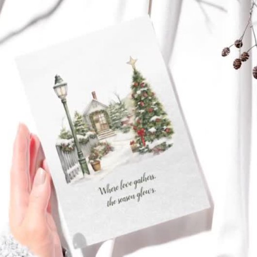 Gedicht Noordse Winter Groene Sneeuw Boerderij Ker Feestdagen Kaart