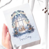 Gedicht Nordic Blue Ornament Foliage Christmas Win Feestdagen Kaart