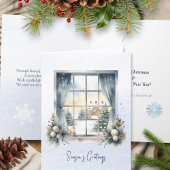 Gedicht Nordic Forest Winter Pine Cone Snow Kerstm Feestdagen Kaart