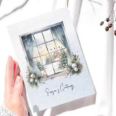 Gedicht Nordic Forest Winter Pine Cone Snow Kerstm Feestdagen Kaart