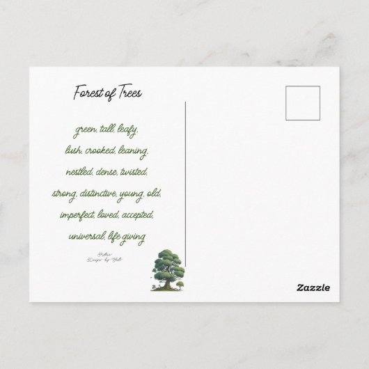 Gedicht op Forest of Trees Perspective Briefkaart (Achterkant)