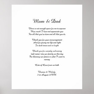 Gedicht Ouders Bride Groom Weddenschap Dank je cad Poster