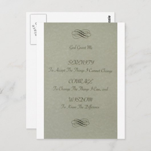 gedicht over sereniteitsgebed briefkaart (Voorkant / Achterkant)