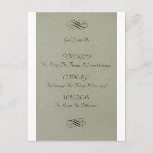 gedicht over sereniteitsgebed briefkaart (Voorkant)