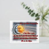 Gedicht over zon, maan en liefde op een briefkaart (Staand voorkant)