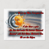Gedicht over zon, maan en liefde op een briefkaart (Voorkant)