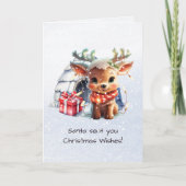 Gedicht Rijm Schattige Rendier Sneeuwvlokken Kinde Feestdagen Kaart (Voorkant)