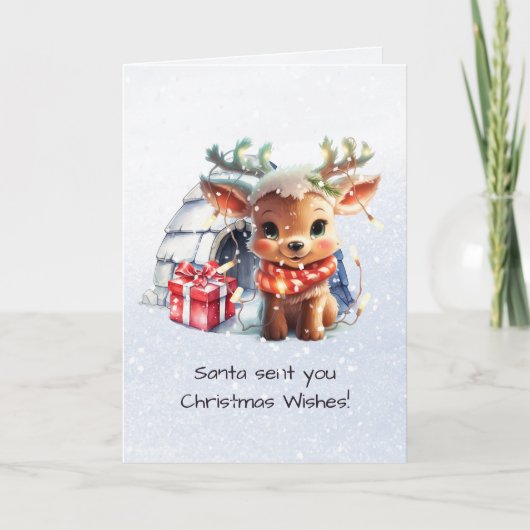 Gedicht Rijm Schattige Rendier Sneeuwvlokken Kinde Feestdagen Kaart (Voorkant)