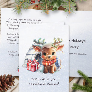 Gedicht Rijm Schattige Rendier Sneeuwvlokken Kinde Feestdagen Kaart