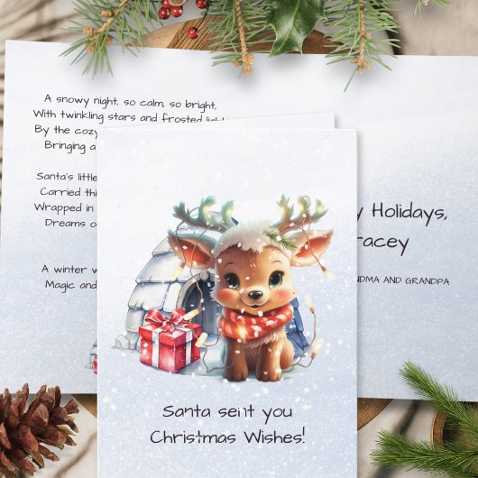 Gedicht Rijm Schattige Rendier Sneeuwvlokken Kinde Feestdagen Kaart