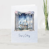 Gedicht Scandi Winter Blauw Blauw Bladeren Sneeuwv Feestdagen Kaart (Voorkant)