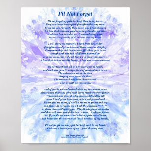 Gedicht: Speciale Herinneringen Aan Een Huisdier,  Poster