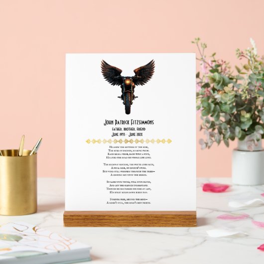 Gedicht van de motorrijder acryl bord (Huwelijk)