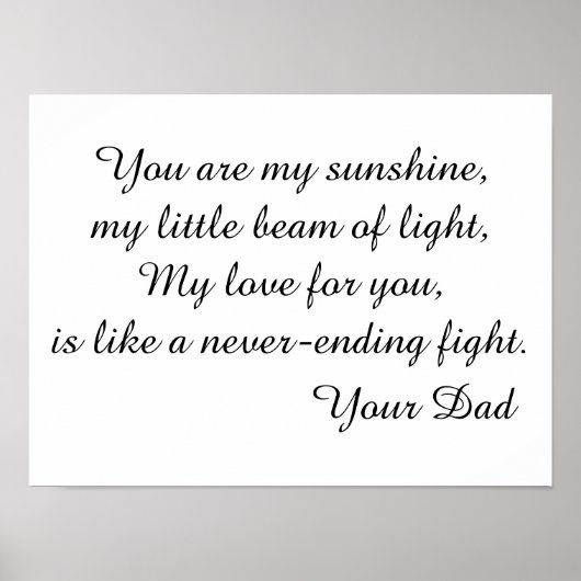 Gedicht van vader op dochter poster (Voorkant)