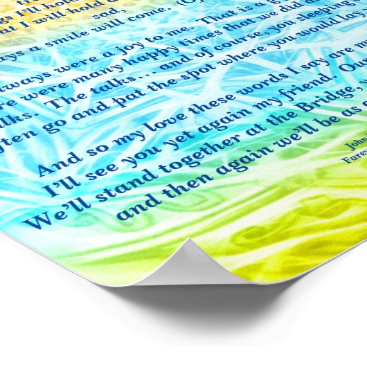 Gedicht: Verspreid naar een overleden Pet PBPY Pos Poster (Hoek)