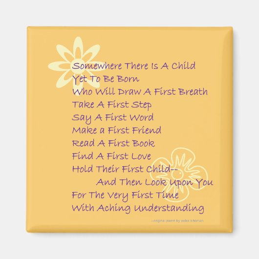 Gedicht voor Ouders-to-be Koelkast Magnet (Voorkant)