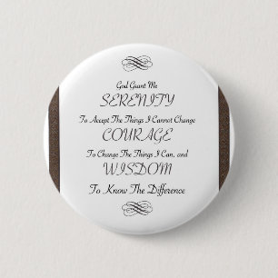 gedicht voor serenity met metalen goudstrip ronde button 5,7 cm