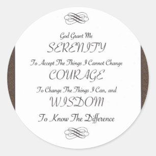 gedicht voor serenity met metalen goudstrip ronde sticker
