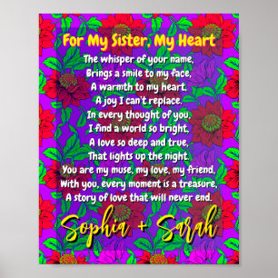 Gedicht voor zus   Gepersonaliseerde Gift Poster P