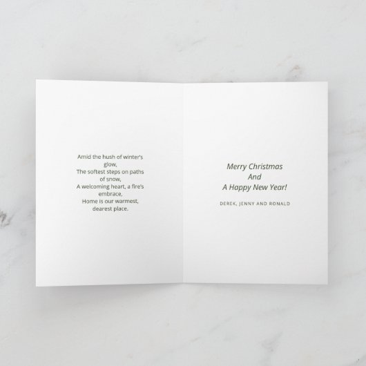 Gedicht Waterverf Scandi Winter Kerstkrans Feestdagen Kaart (Binnen)