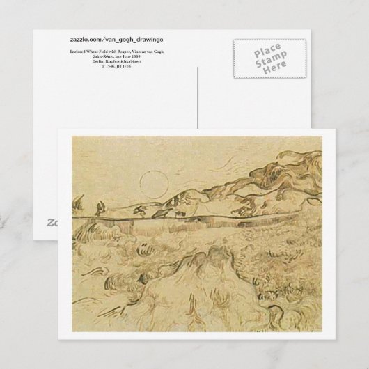Gedicht Wheat Field met Reaper, Vincent van Gogh Briefkaart (Voorkant / Achterkant)