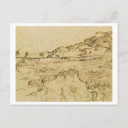 Gedicht Wheat Field met Reaper, Vincent van Gogh Briefkaart (Voorkant)