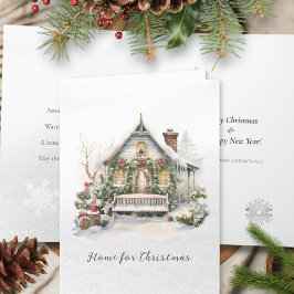 Gedicht Winter Scene Sneeuwvlokken Groen Kerstmis Feestdagen Kaart